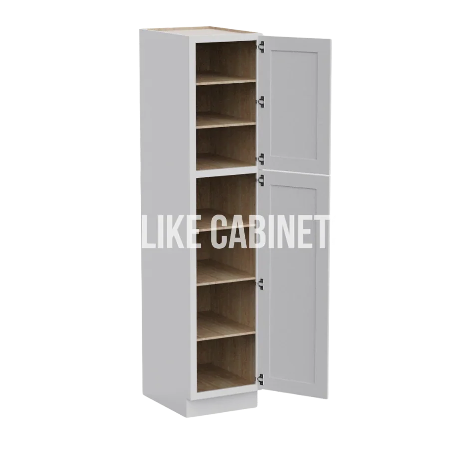 White Shaker 18'' W Two Single Door Utility Pantry Cabinet