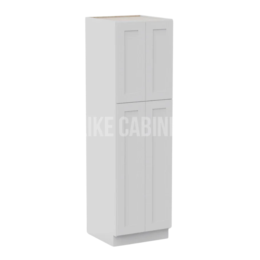 White Shaker 24'' W Two Double Door Utility Pantry Cabinet