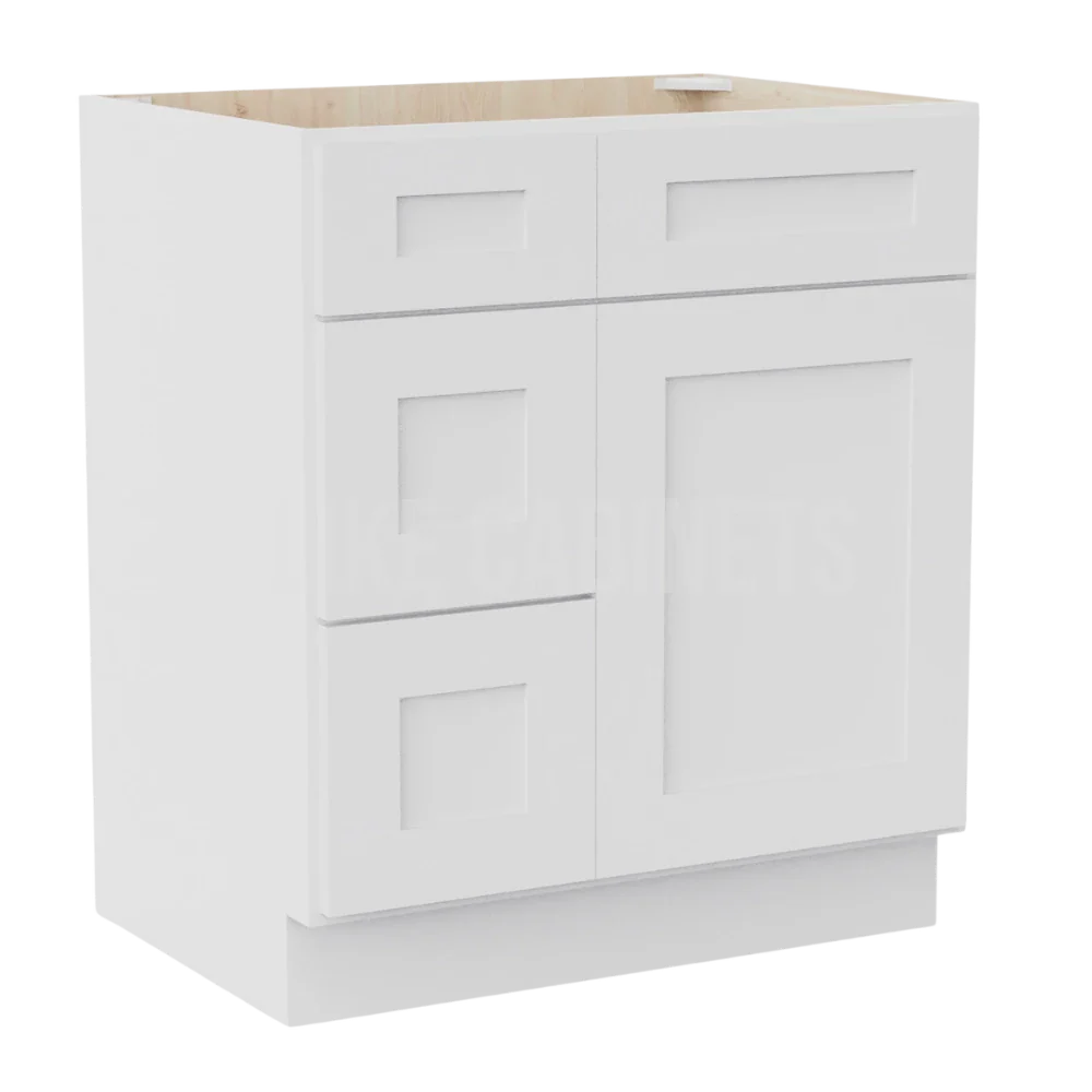 White Shaker 30'' W Vanity Combo with Drawers
