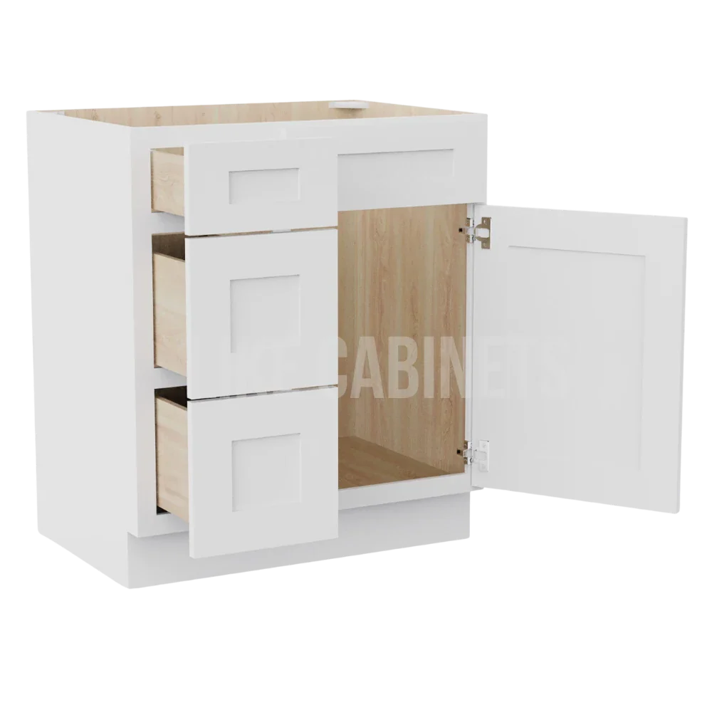 White Shaker 30'' W Vanity Combo with Drawers