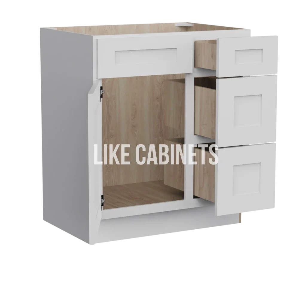 White Shaker 30'' W Vanity Combo with Drawers
