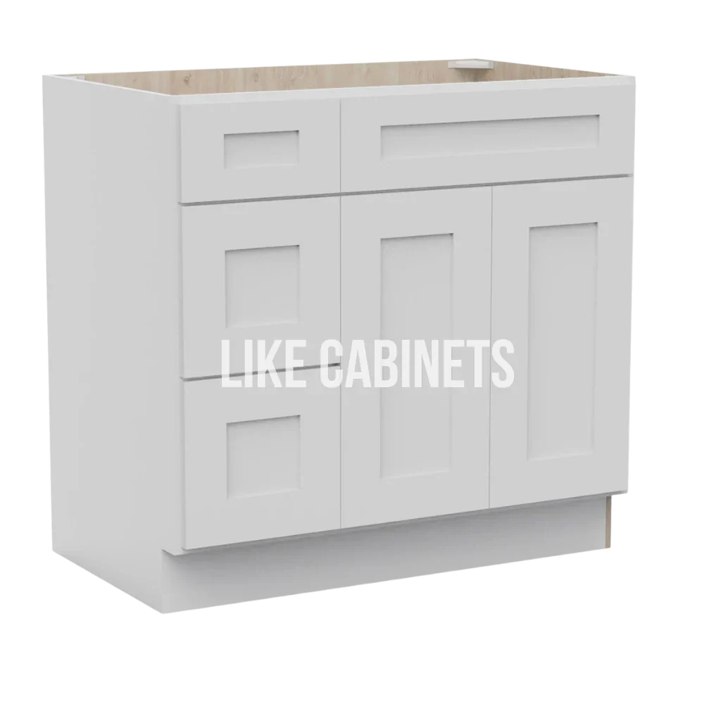 White Shaker 33'' W Vanity Combo with Drawers