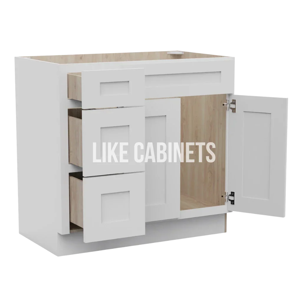 White Shaker 33'' W Vanity Combo with Drawers
