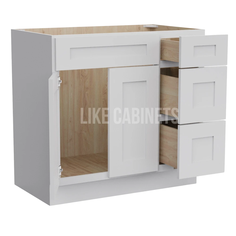 White Shaker 36'' W Vanity Combo with Drawers