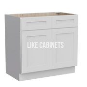 White Shaker Double Vanity Sink Base Cabinet