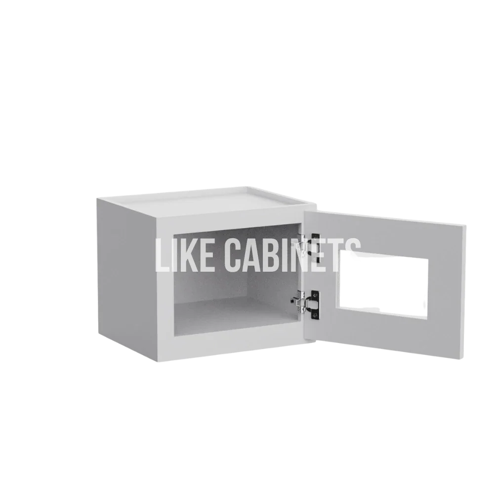 White Shaker 12'' H Single Door Wall Cabinet with Glass Door