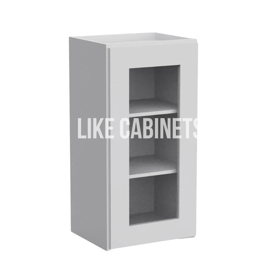White Shaker 30'' H Single Door Wall Cabinet Glass Door
