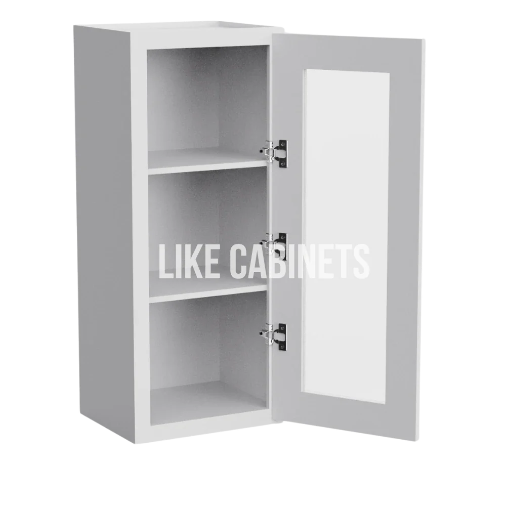 White Shaker 36'' H Single Door Wall Cabinet with Glass Door