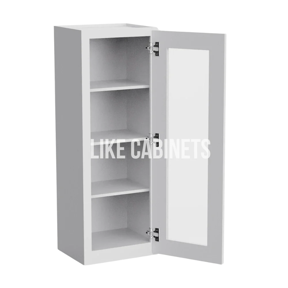 White Shaker 42'' H Single Door Wall Cabinet with Glass Door