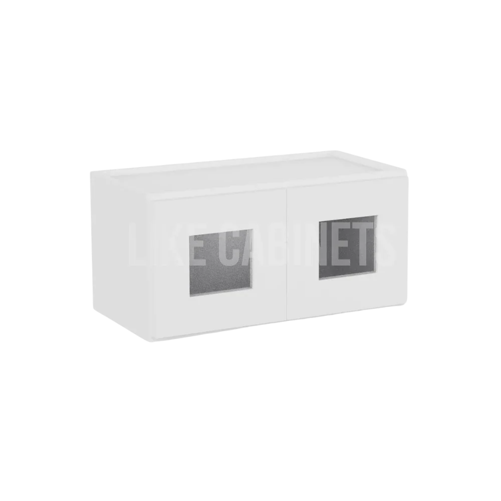White Shaker 12'' H Double Door Wall Cabinet with Glass Doors