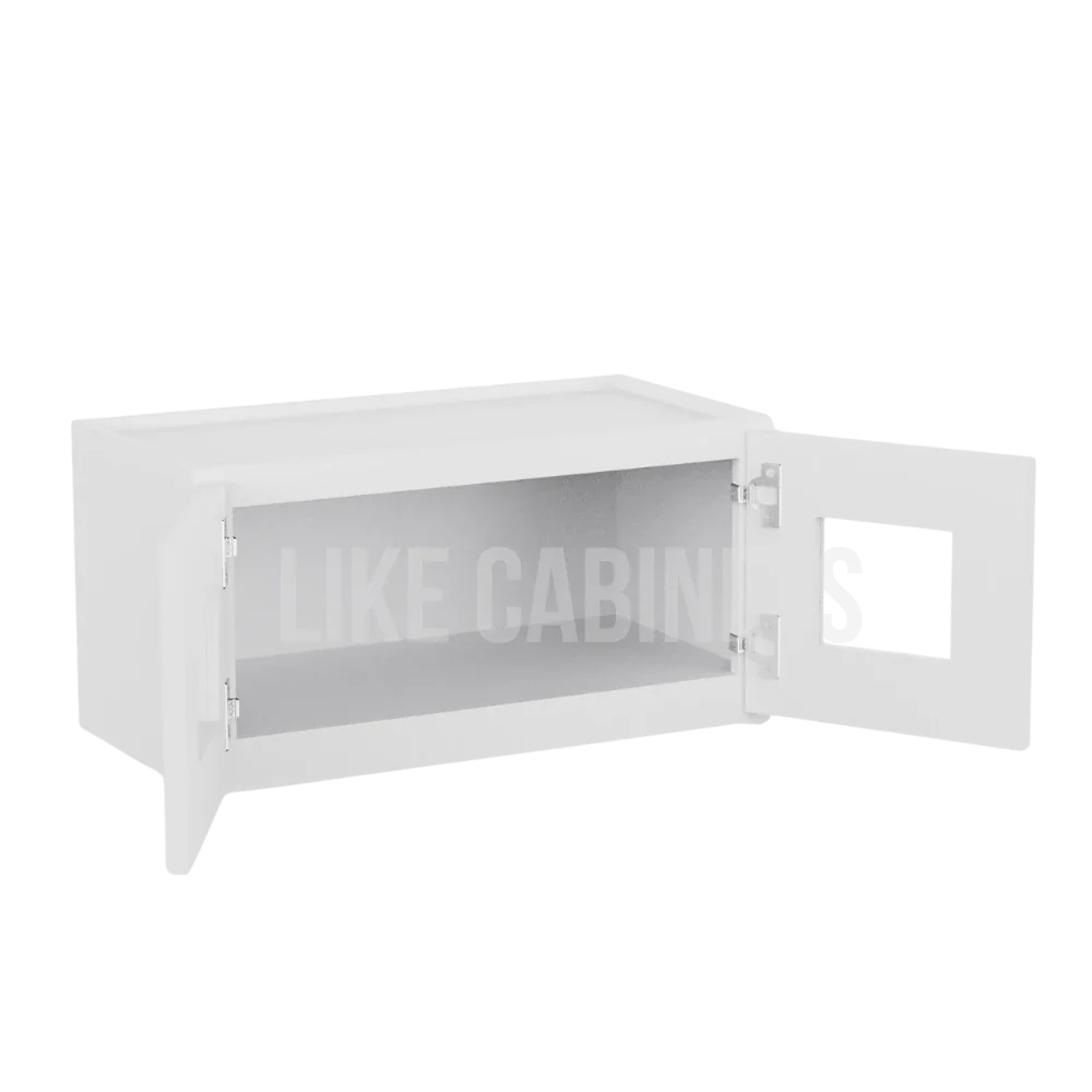 White Shaker 12'' H Double Door Wall Cabinet with Glass Doors