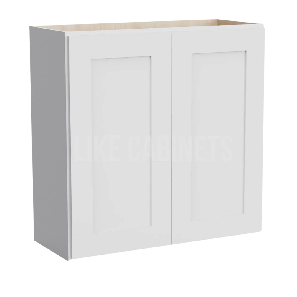 White Shaker 30''H Double Door Wall Cabinet