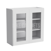 White Shaker 30'' H Double Door Wall Cabinet with Glass Doors