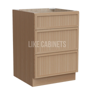 Slim White Oak Three Drawer Base Cabinet