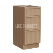 Slim White Oak Shaker Vanity Three Drawer Base Cabinet