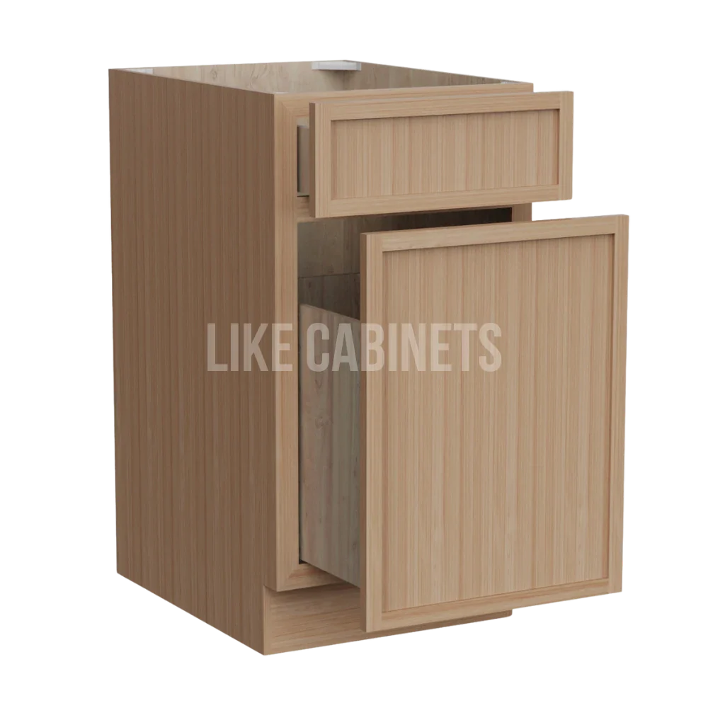 Slim White Oak Shaker Trash Base Cabinet