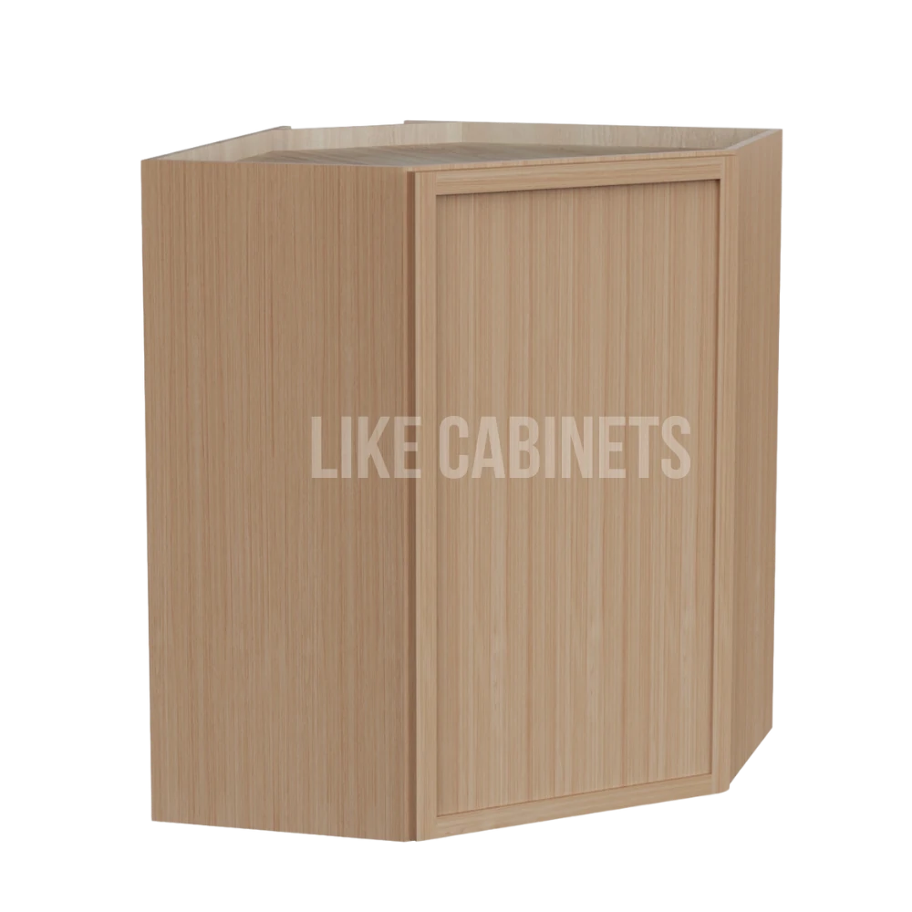 Slim White Oak 24'' W Diagonal Corner Wall Cabinet
