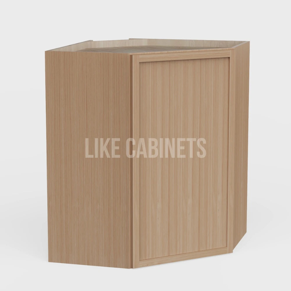 Slim White Oak 24'' Diagonal Corner Wall Cabinet