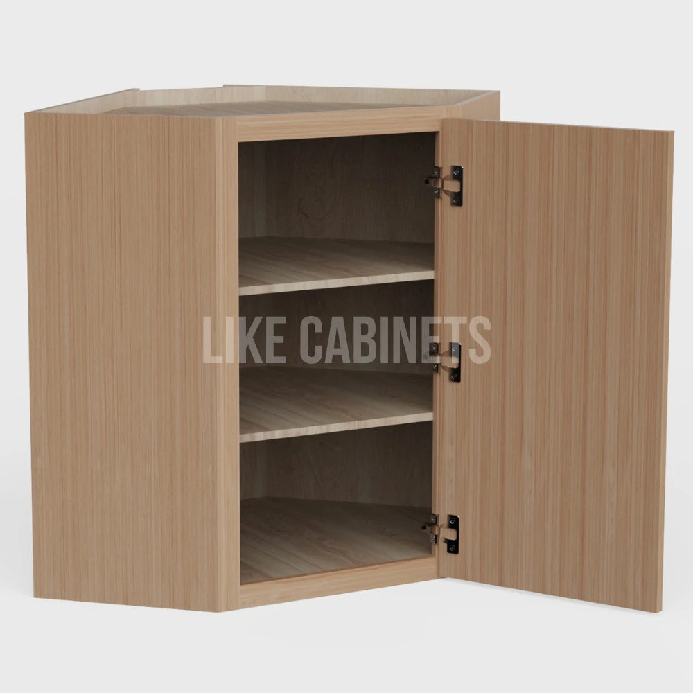 Slim White Oak 24'' Diagonal Corner Wall Cabinet