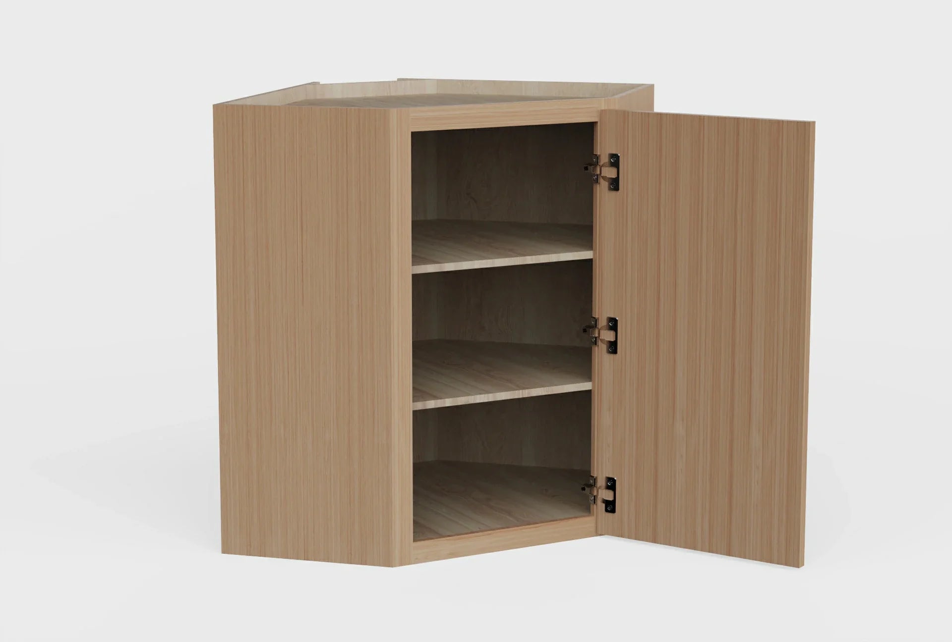 Slim White Oak 24'' W Diagonal Corner Wall Cabinet