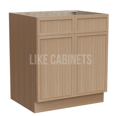 Slim White Oak Sink Base With Double Doors and False Drawers