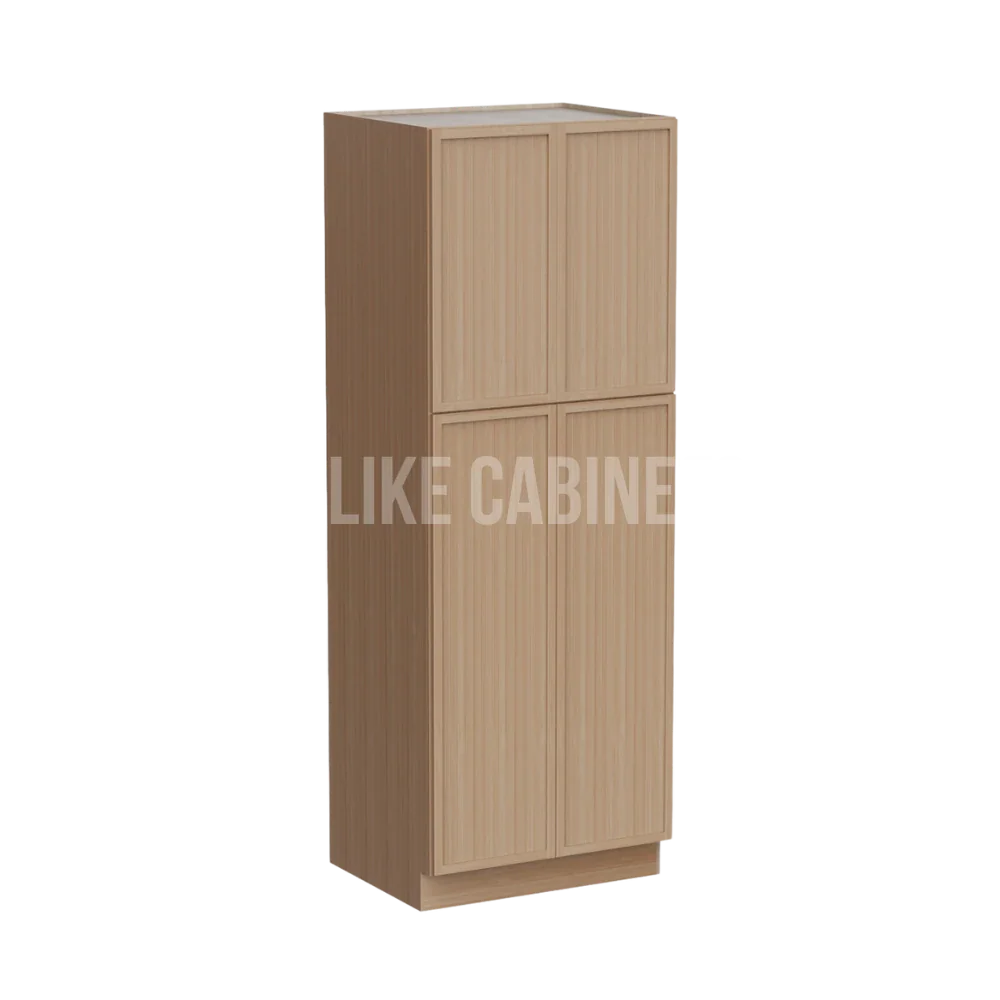 Slim White Oak 30''W Two Double Door Utility Pantry Cabinet