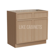 Slim White Oak Vanity Sink Base Cabinet