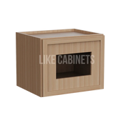 Slim White Oak 12'' H Single Door Wall Cabinet Glass Door