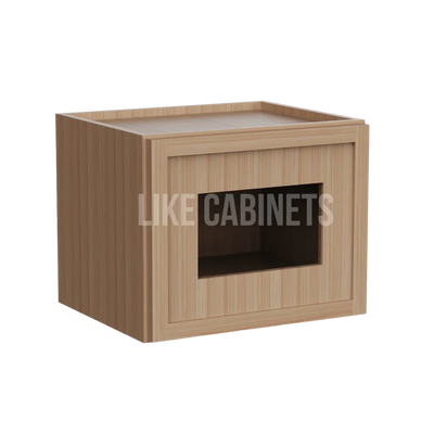 Slim White Oak 12'' H Single Door Wall Cabinet with Glass Door