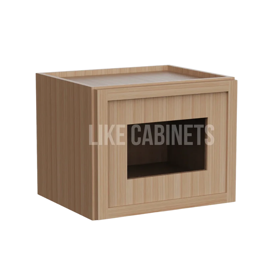 Slim White Oak 12'' H Single Door Wall Cabinet with Glass Door