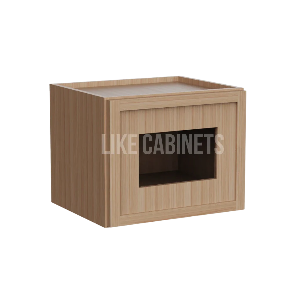 Slim White Oak 12'' H Single Door Wall Cabinet with Glass Door