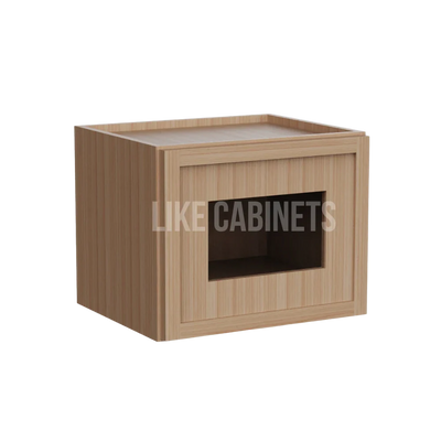 Slim White Oak 12'' H Single Door Wall Cabinet with Glass Door