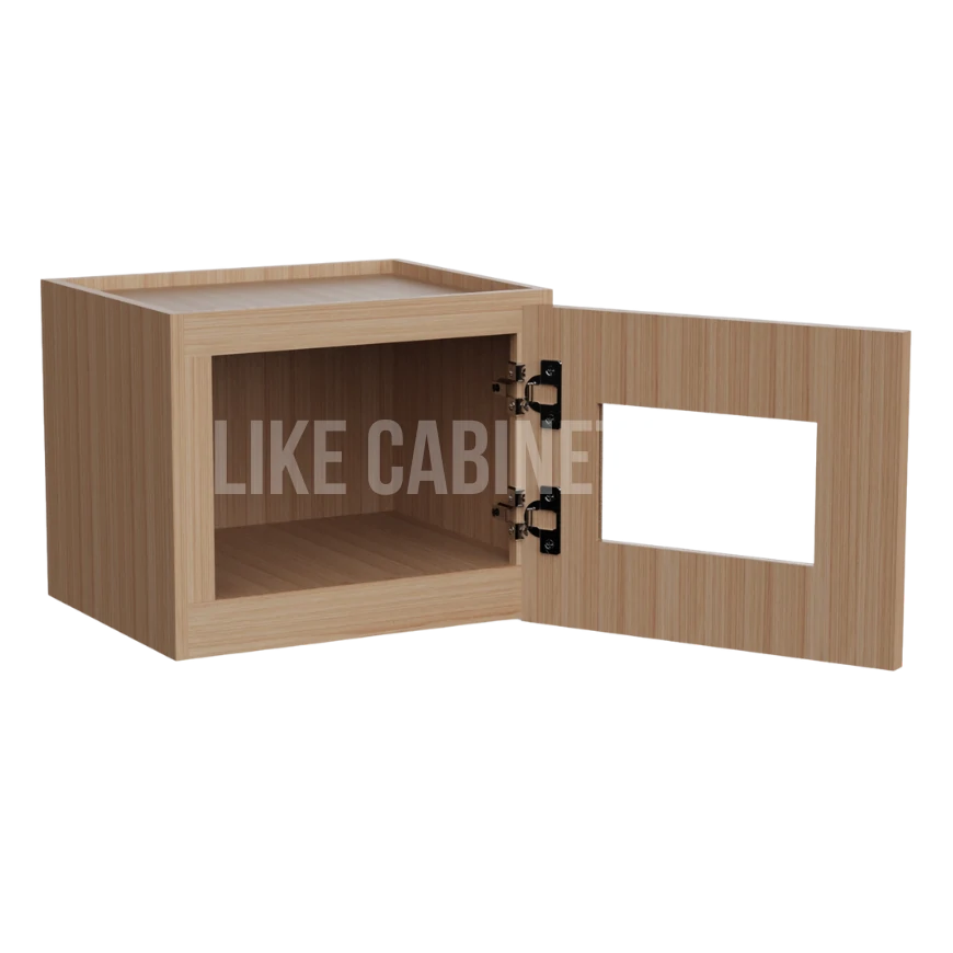 Slim White Oak 12'' H Single Door Wall Cabinet with Glass Door