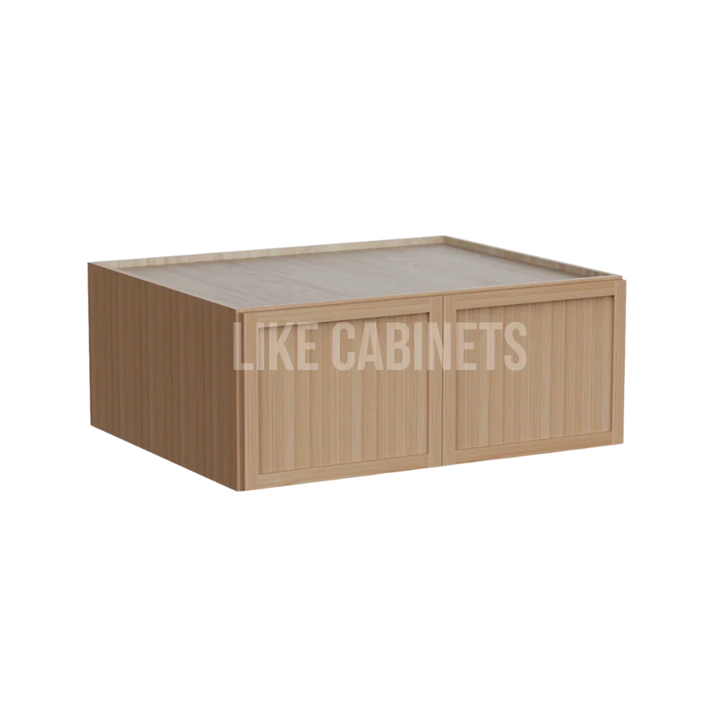 Slim White Oak 30'' W Refrigerator Wall Cabinet 24'' Deep