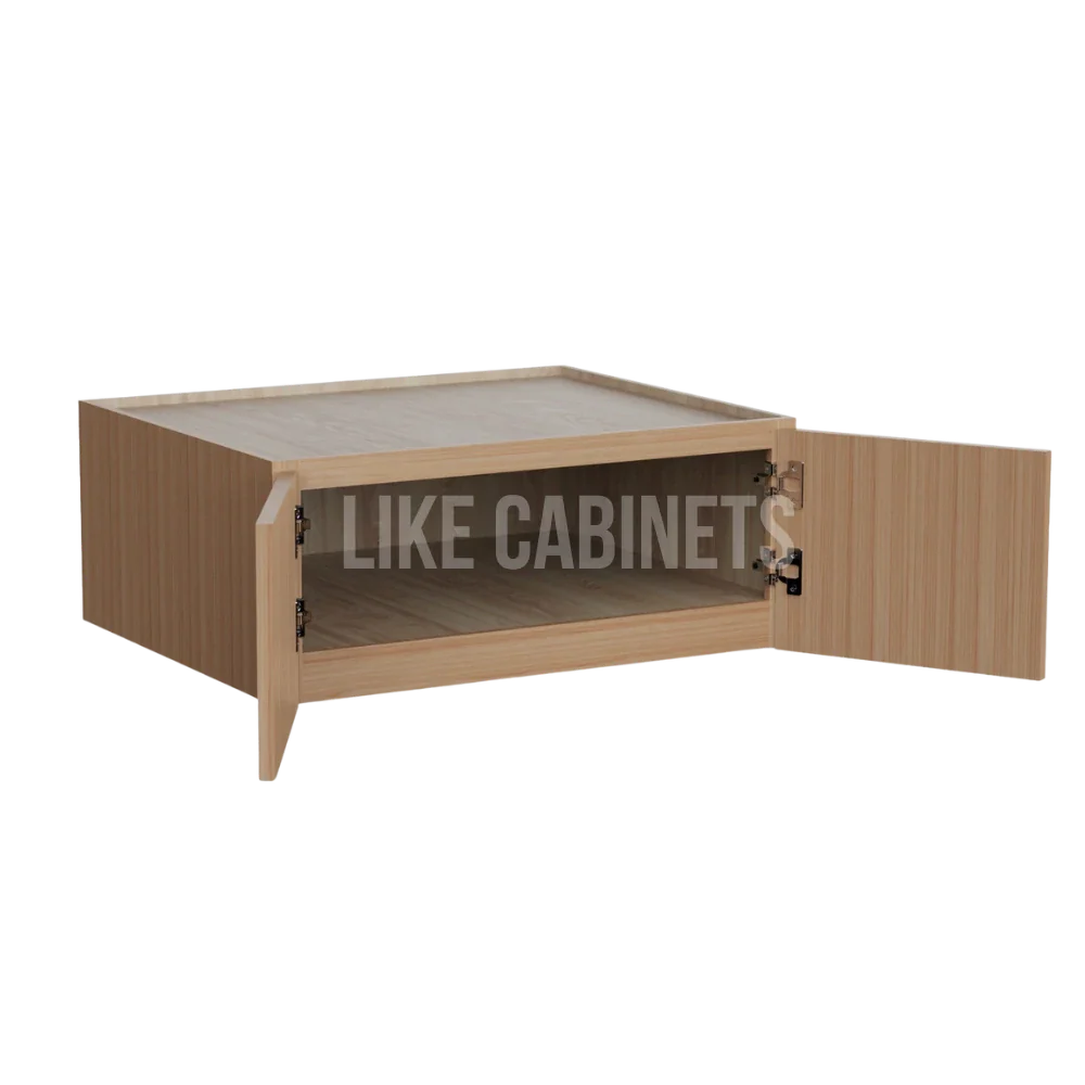 Slim White Oak 30'' W Refrigerator Wall Cabinet 24'' Deep