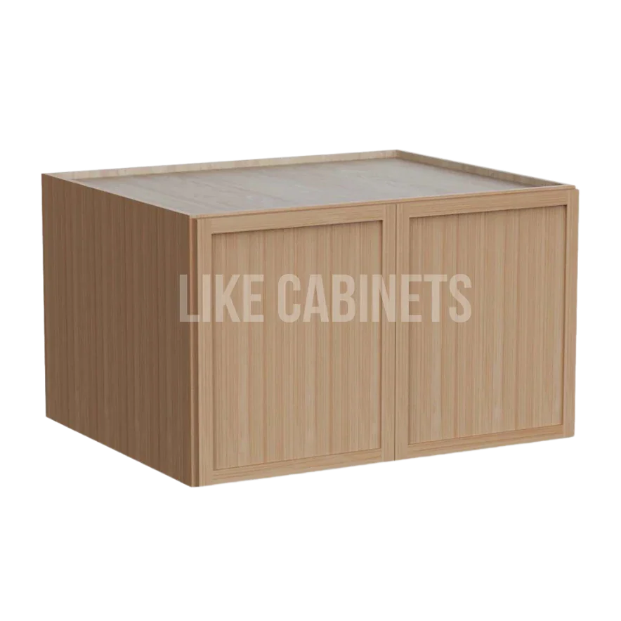 Slim White Oak Refrigerator Wall Cabinet 30''W 24''D 18''H