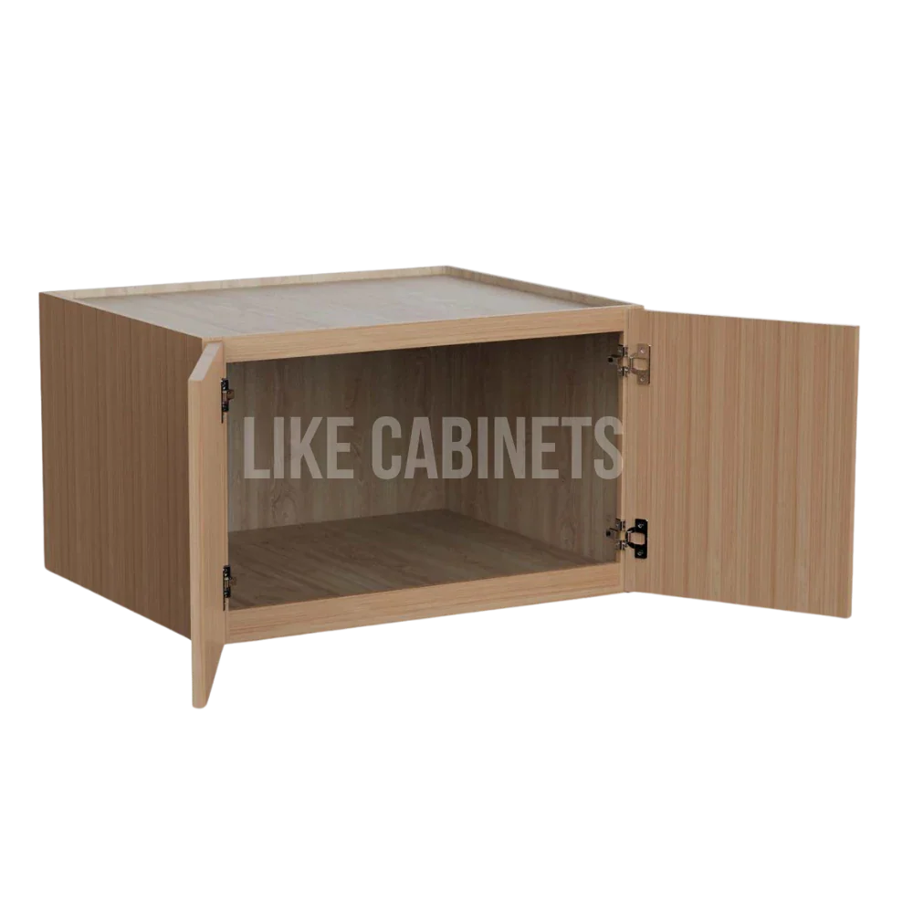 Slim White Oak Refrigerator Wall Cabinet 30''W 24''D 18''H