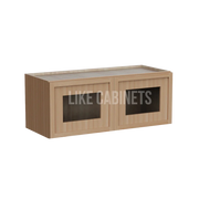 Slim White Oak 18'' H Double Door Wall Cabinet with Glass Doors