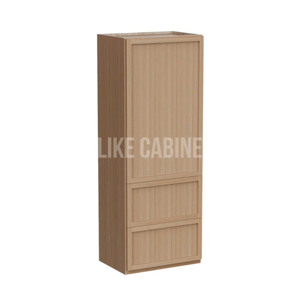 Slim White Oak 18''W Wall Cabinets With 2 Drawers