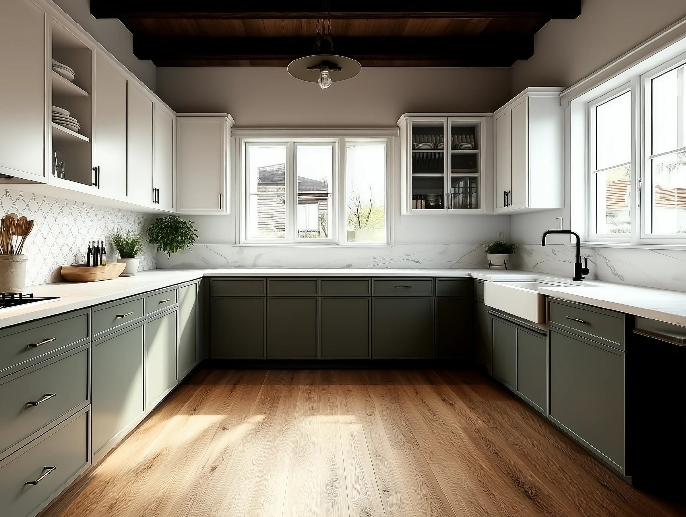 Slim Aston Green 18''W Wall Cabinets With 2 Drawers