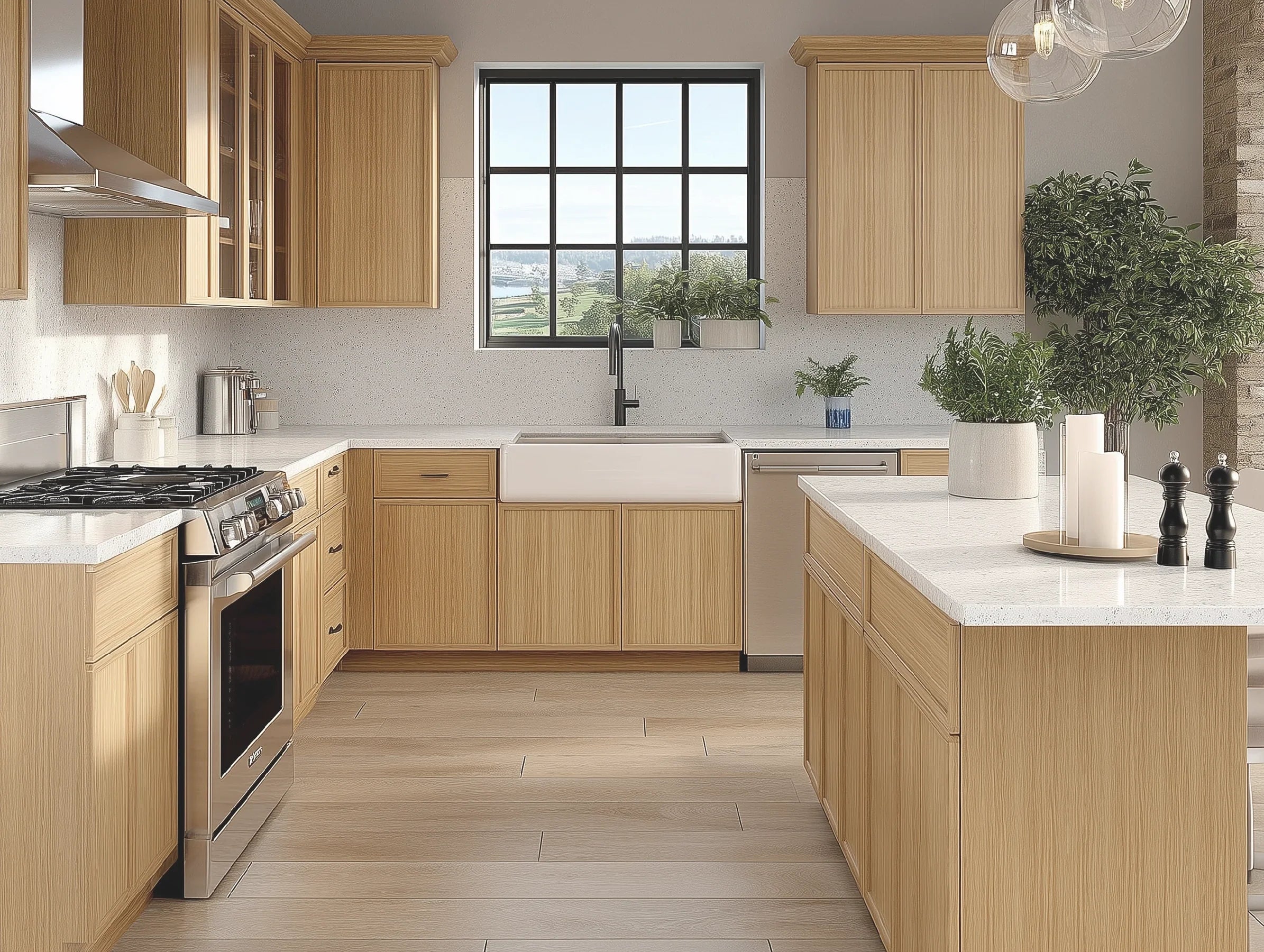 Slim White Oak 18''W Wall Cabinets With 2 Drawers