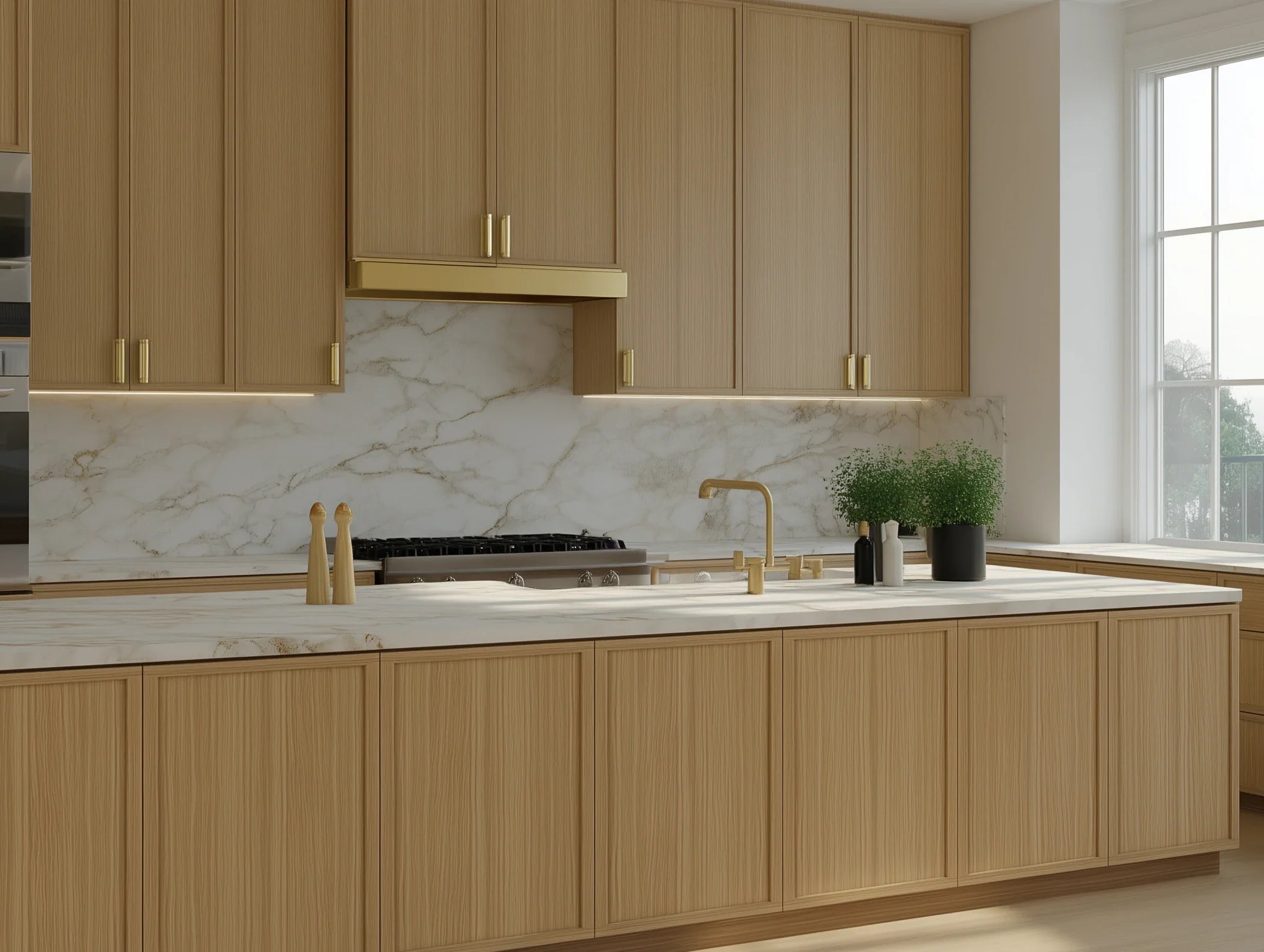 Slim White Oak Shaker Finished Plywood Island Panel