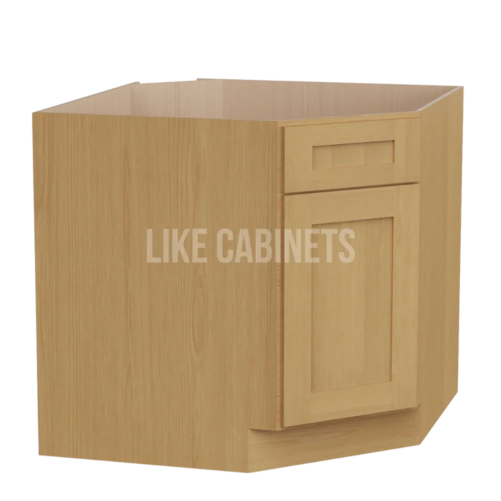 Treasure Chest Corner Sink Base Cabinet with False Drawer
