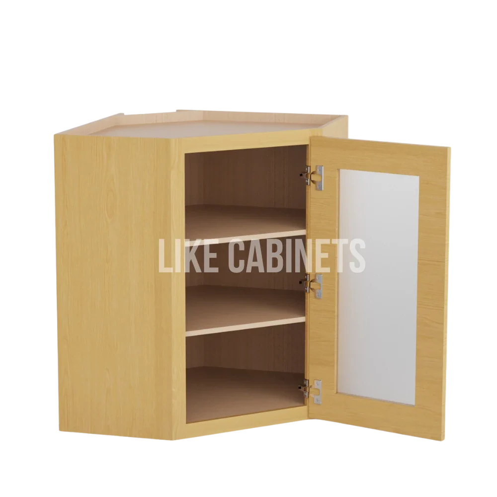 Treasure Chest Shaker 24'' W Diagonal Corner Wall Cabinet with Glass Door