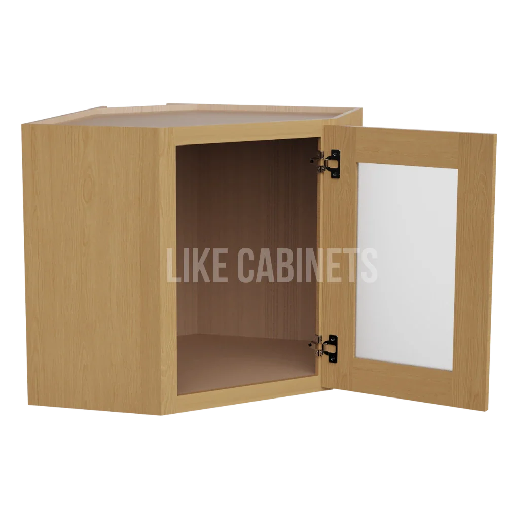 Treasure Chest Shaker 12''x 24'' Diagonal Corner Wall Shelf with Glass Door