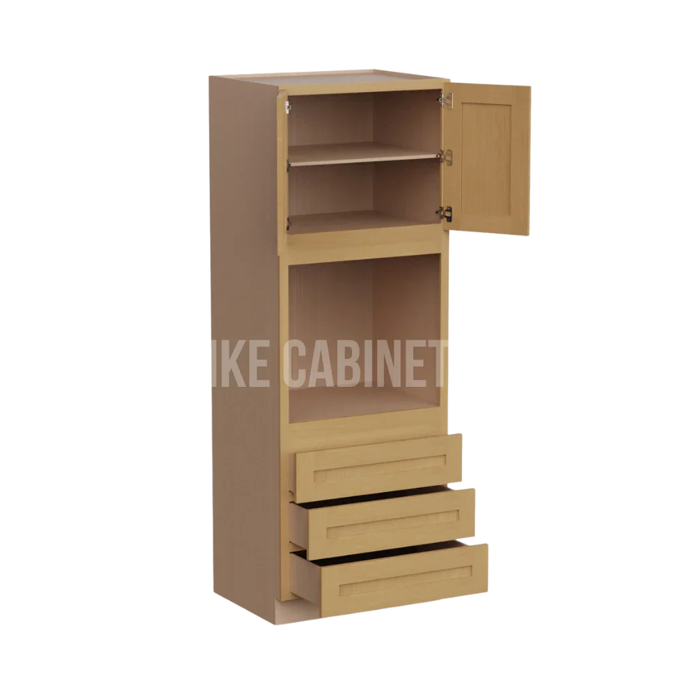 Treasure Chest Shaker 30'' W Oven Pantry Cabinet with Three Drawers