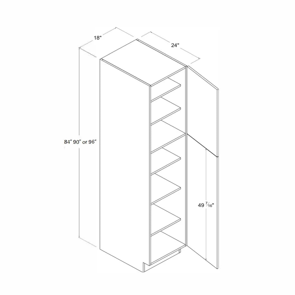High Gloss White 18'' W Two Single Door Utility Pantry Cabinet