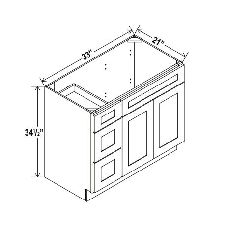 Slim White Oak 33'' W Vanity Combo with Drawers