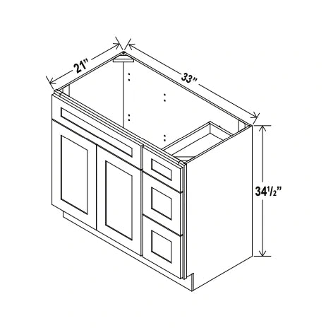 Slim White Oak 33'' W Vanity Combo with Drawers
