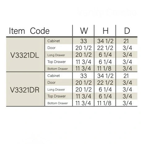 Slim Dove White 33'' W Vanity Combo with Drawers